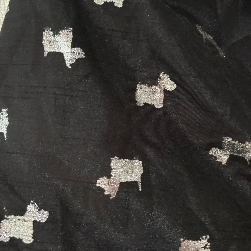 Gymboree Girls Black Silver Metallic Scottie Dog Party Dress Size 6 Holiday Bow